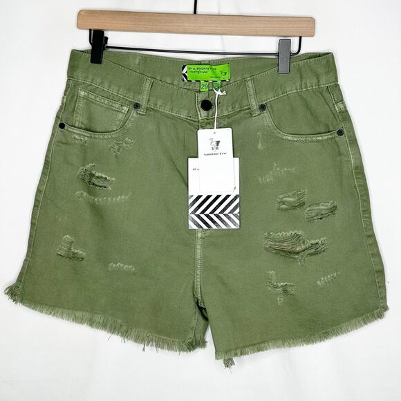 SANDRINE ROSE Army Green Short Shorts NWT in Size 24 - Picture 2 of 8
